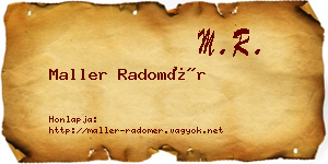 Maller Radomér névjegykártya